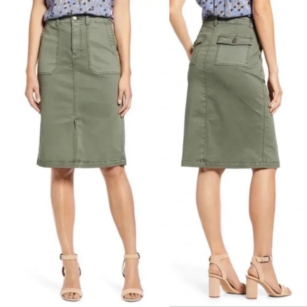 Caslon Olive Knee Length Skirt Size 2
